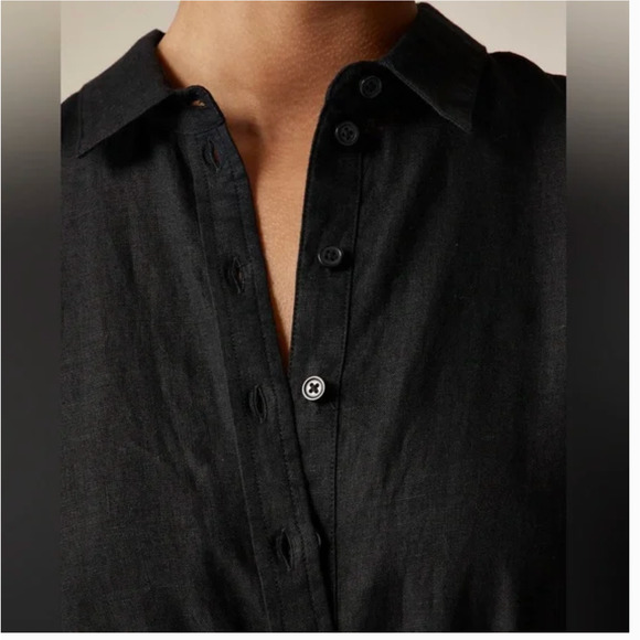 J Crew Linen Shirt Dress 2X XXL Black NWT CL644 J.Crew Resort Travel Cruise Midi - Picture 3 of 8